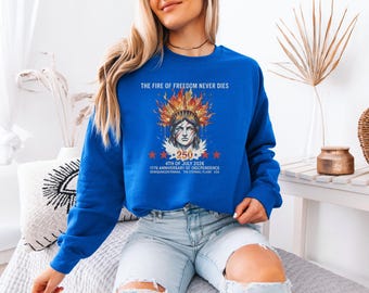 Fiery Statue Of Liberty Design, Historic Eternal Flame Freedom Message, The Fire Of Freedom Never Dies American Graphic Tee Unisex T-Shirt