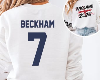 Camiseta vintage de Beckham 7 / Camiseta de fútbol de Inglaterra / Camiseta de fútbol británica / Regalo para aficionados 2026 / Camiseta de leyenda del Reino Unido