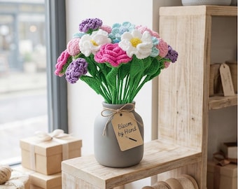 Häkelblumenstrauß-Muster, Strickblumenstrauß (Digitaler Download)