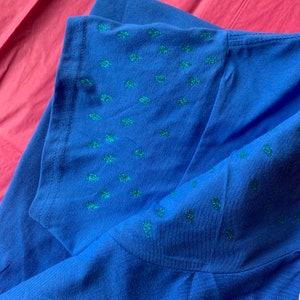 Womens Cloud lovers T-Shirt. Blue rainy ladies top with Peter Pan style collar and glitter raindrop sleeves. image 8