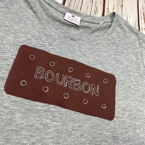 Bourbon Biscuit T-Shirt. Organic cotton Woman's Heather Grey top, Ladies clothing XS-XXL. Casual clothing for the sweet toothed image 1