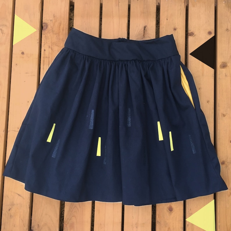 plus sizes made to order with pockets Black Handmade Skirt- sun beam pattern- Ladies clothing Limited edition!