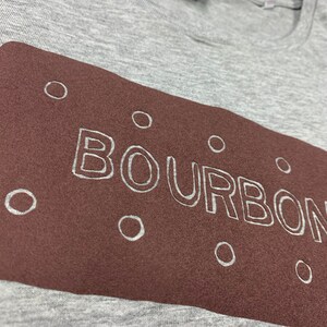 Bourbon Biscuit T-Shirt. Organic cotton Woman's Heather Grey top, Ladies clothing XS-XXL. Casual clothing for the sweet toothed image 3