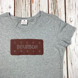 Bourbon Biscuit T-Shirt. Organic cotton Woman's Heather Grey top, Ladies clothing XS-XXL. Casual clothing for the sweet toothed image 4