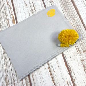 Nice pouch. British Biscuit pencil case. Mellow yellow with PomPom. Cosmetic case, make-up bag image 4