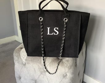 Personalised shoulder bag, initial tote bag, school bag, personalised tote bag,  school bag, birthday gift for her, canvas tote, college bag