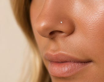Pequeño aro nasal de circonita cúbica / Pendiente en forma de L de acero quirúrgico (1,5 mm-3 mm)