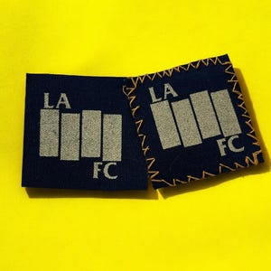 LAFC Soccer Football  Black flag  supporter black and gold art handmade canvas iron on patch stitched or raw