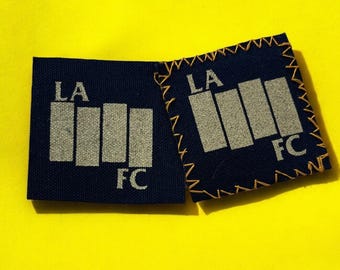 LAFC Soccer Football  Black flag  supporter black and gold art handmade canvas iron on patch stitched or raw