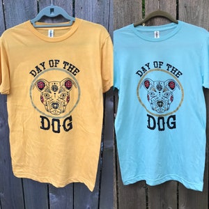 SALE! Day of the Dog Pitbull awareness lover day of the dead blue or gold t shirt-Halloween!