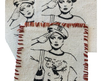 Debbie Harry Blondie the band new wave fan art handmade canvas patch iron on customized stitched/ raw