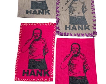 Bukowski Hank Charles fan art  handmade canvas iron on patch customized stitched or raw
