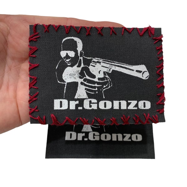 Dr. Gonzo Hunter S Thompson fan art  handmade canvas iron on patch customized stitched or raw