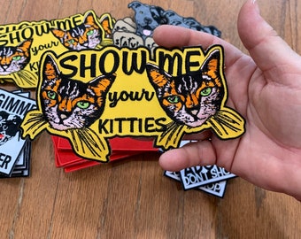 Show me your kitties cat rescue / iron on patch / embroidered/vegan/ rescue collectible / handmade