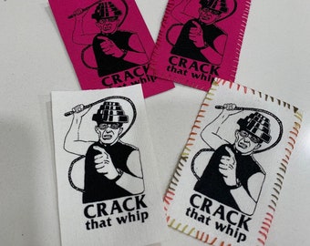 DEVO Crack that whip fan art  handmade canvas iron on patch customized stitched or raw