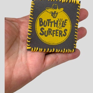 Butthole Surfers fan art handmade canvas patch iron on customized stitched /raw Beanie