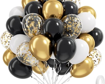 Black Gold Balloon Garland Kit | Metallic Party Arch Decor (12 words)