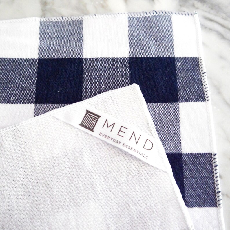 Cloth Napkin Set Cocktail Napkins Navy Blue Gingham Cloth Etsy