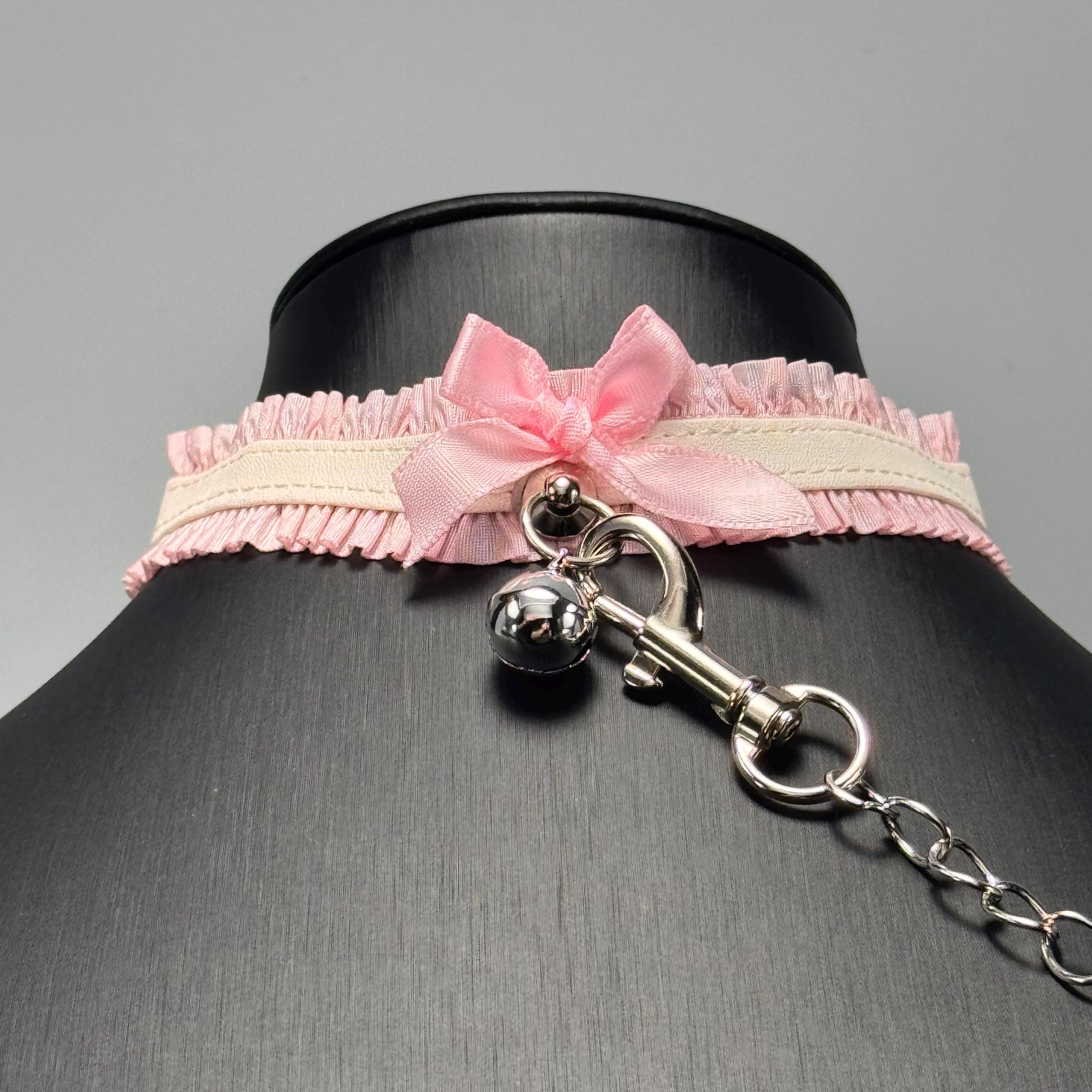 Pink Lace Bow Choker Kawaii Cute Necklace With Bell Gift for Sweet ...