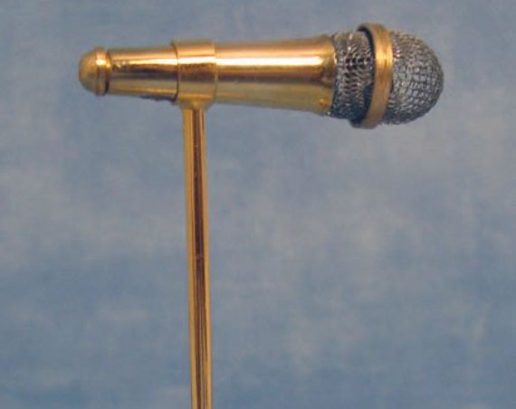 Dollhouse Miniature Microphone with Stand, 1:12 scale