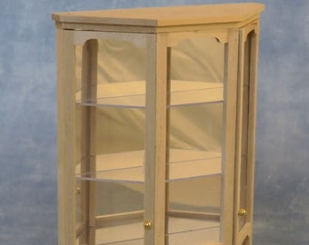 12th scale Dollhouse Miniature French Style Display Cabinet, Curio Cabinet, DIY, Barewood, Unfinished Furniture, 1:12 scale