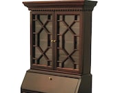 Dollhouse Miniature Furniture, French Secretaire Curio Cabinet with Drop Front Writing Desk, 1 12 scale