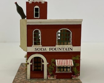 1:144 Micro Mini Wooden Dollhouse KIT, Soda Fountain, 1/144 scale