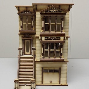 1:48 Wooden Dollhouse Kit, San Francisco Painted Lady, Quarter Inch Scale
