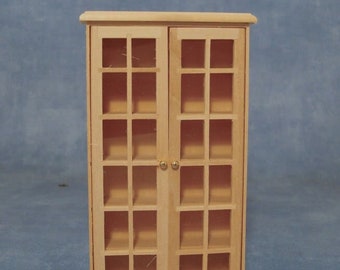 12th scale Barewood Dollhouse Miniature Furniture, Book Case, Display Cabinet, Curiosity Cabinet, Shop Display, 1:12 scale