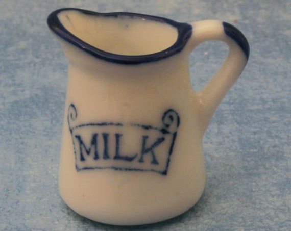 Dollhouse Miniature Ceramic Milk Pitcher, 1:12 scale