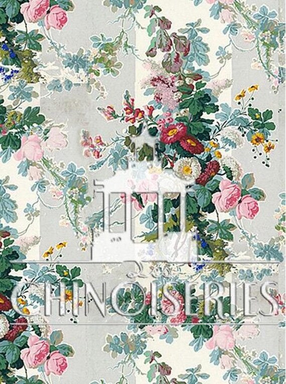 1:12 Dollhouse Miniature WALLPAPER, Shabby Rose, Scale One Inch
