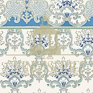 1:12 Miniatura domku dla lalek Art Nouveau TAPETA z obramowaniem, Huntington, skala jeden cal