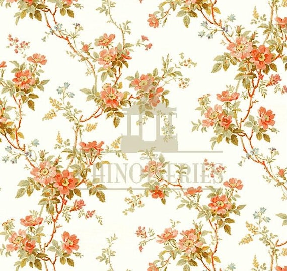 1:12 Dollhouse Miniature WALLPAPER, Wild Rose, Scale One Inch