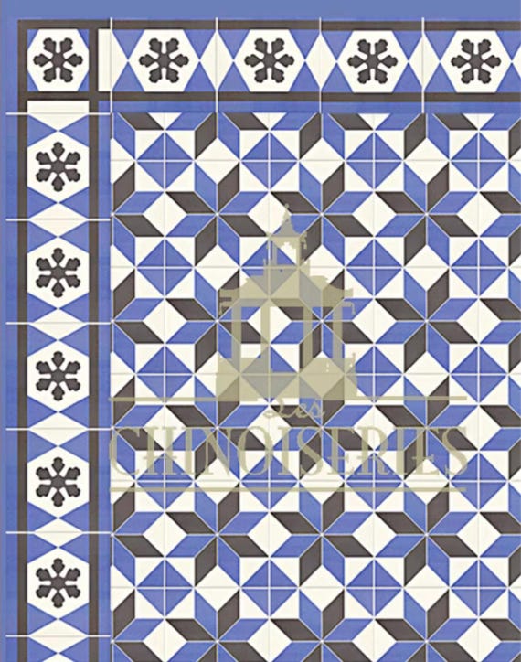 1:12 Dollhouse Miniature WALLPAPER, FLOOR PAPER, Faux Tile, Arianne, Scale One Inch