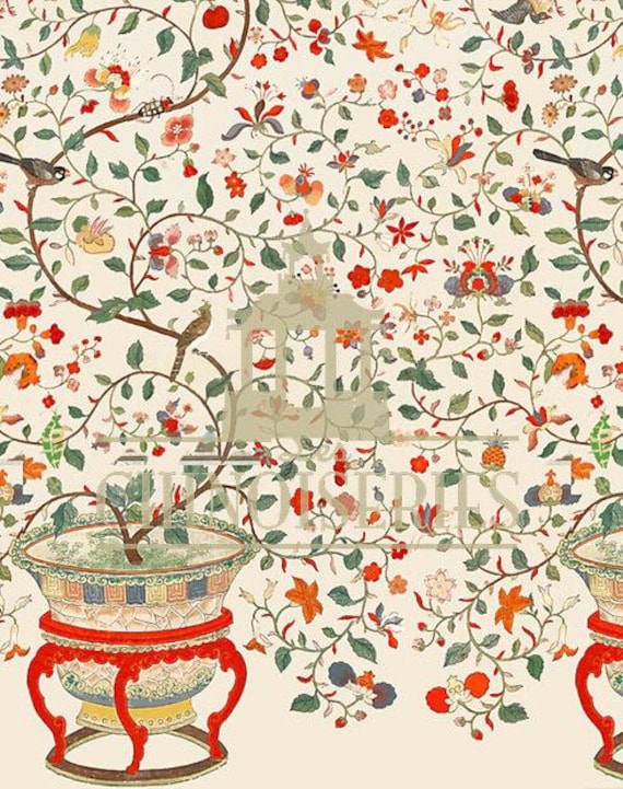1:12 Dollhouse Miniature WALLPAPER, Silk Road, Scale One Inch