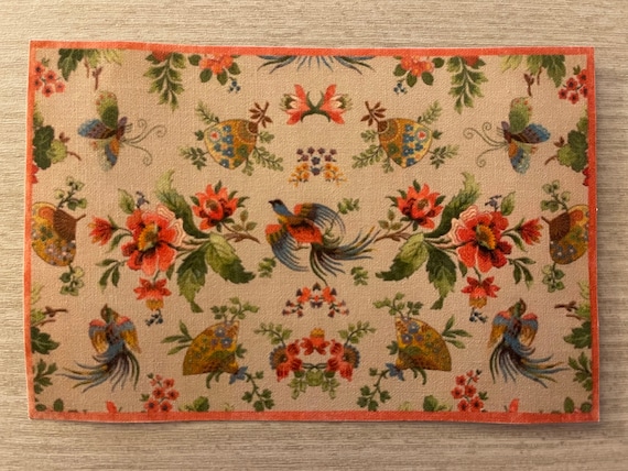 1:24 Dollhouse Miniature Room Size Rug, Exotic Chinoiserie