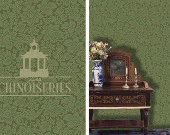 1:12 Dollhouse Miniature Wallpaper, Verde, Scale One Inch