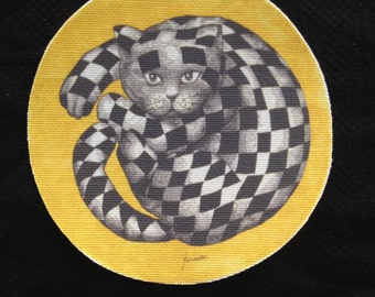 Dollhouse Miniature "The Cheshire, Hi-Fidelity Cat" Rug, Scale One Inch