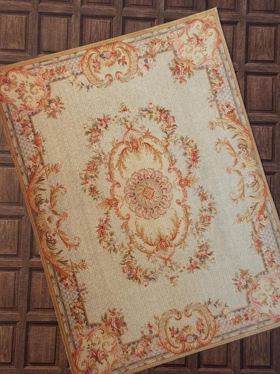 Dollhouse Miniature French Savonnerie Rug, Carlotta, 1:12 Scale