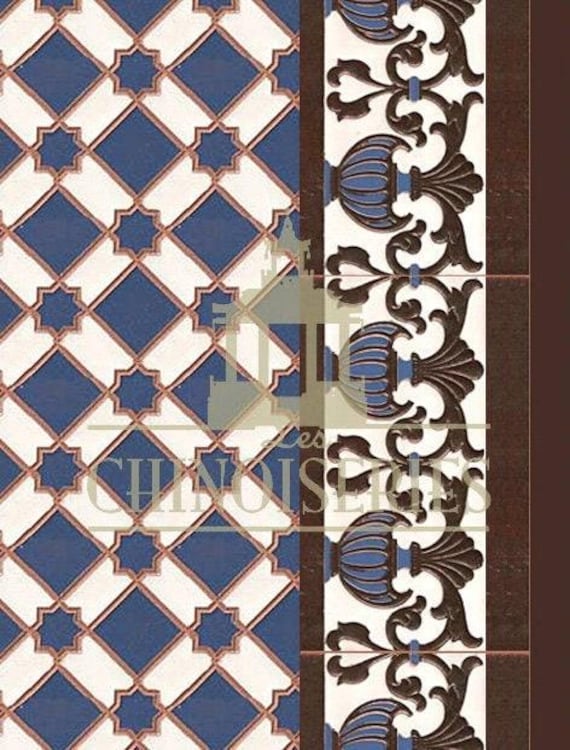 1:12 Dollhouse Miniature WALLPAPER, FLOOR PAPER, Faux Tile, Guadix, Scale One Inch