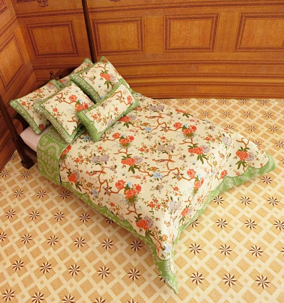 1:12 Dollhouse Miniature Double Bedding KIT, Camellia, Scale One Inch