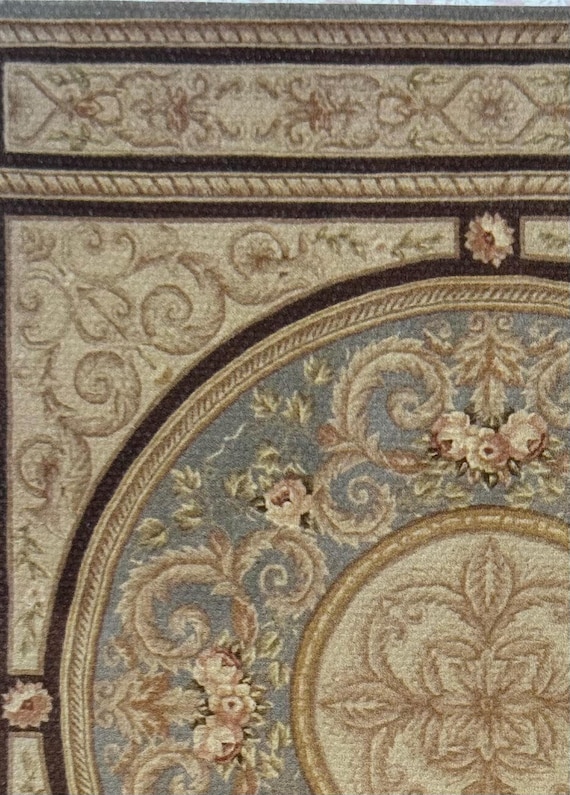 1:12 Dollhouse Miniature French Aubusson Rococo Rug, Saint Germaine, Scale One Inch
