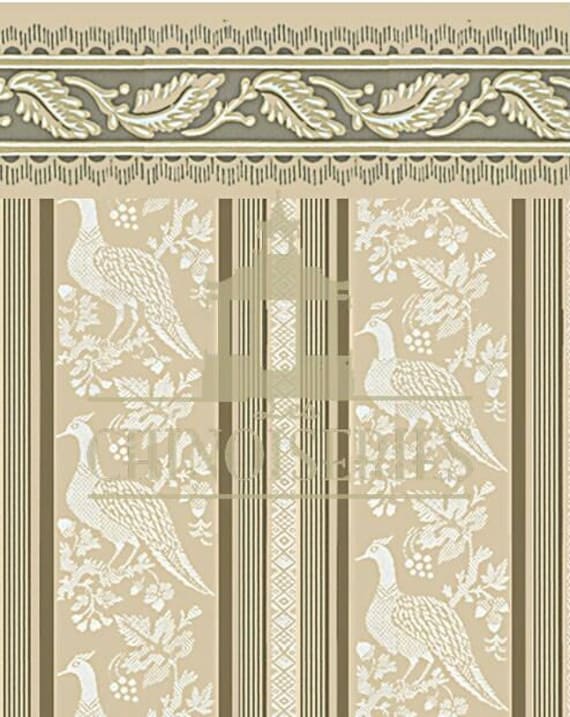 1:12 Dollhouse Miniature WALLPAPER, Lady Amherst, Scale One Inch