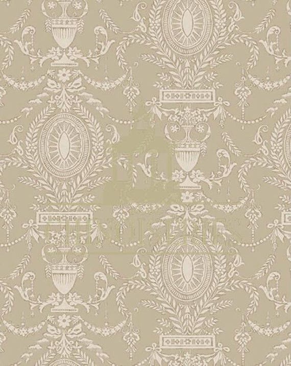 1:12 Dollhouse Miniature WALLPAPER, Khaki, Scale One Inch