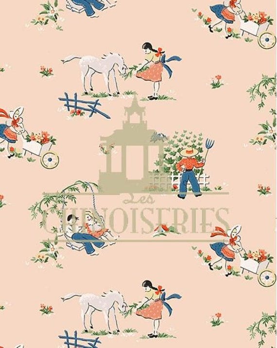 1:12 Dollhouse Miniature WALLPAPER, Les Enfants, Scale One Inch