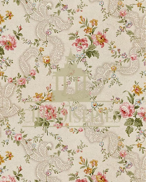 1:12 Dollhouse Miniature FABRIC, Matching Fabric, Francoise, Scale One Inch