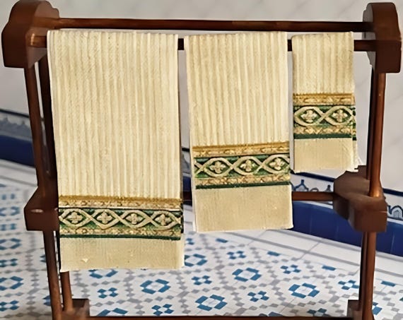 1:12 Dollhouse Miniature Bathroom Towels Kit, Dollhouse DIY, Casanova, Scale One Inch