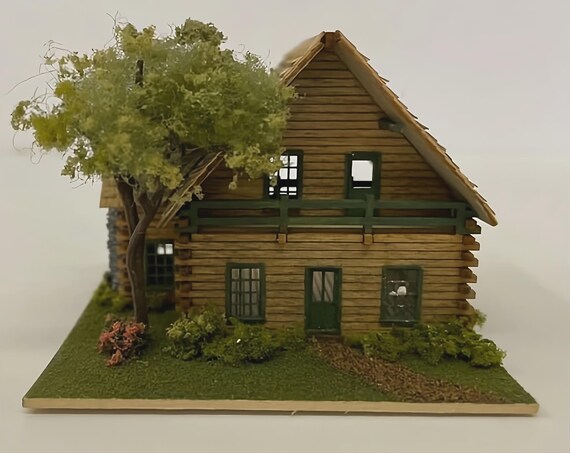 1:144 Dollhouse Miniature Wooden Dollhouse Kit, Log Cabin, 144th scale