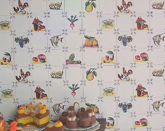 Dollhouse Miniature WALLPAPER, Cuisine de Campagne, 1:12 scale