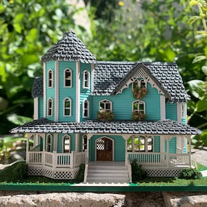 1:48 Wooden Dollhouse Kit, Gorgeous Victorian Wooden Dollhouse Kit, Quarter Inch Scale, SHIPS WORLDWIDE